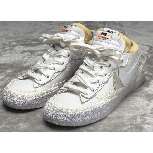 Nike Blazer x Sacai Low White Patent Leather Retro Sneakers Mens 8 DM6443-100 main image 7